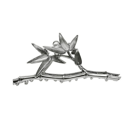 Bamboo Hair Clip Metal High-End Grab Clip Back of the Head Niche Design Hair Accessory Cold Style Silver Shark Clip Hair Grab