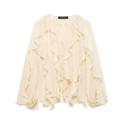 Cross-border new products 2025 European and American style women's foreign trade wholesale ZR in stock laminated decorative shirt