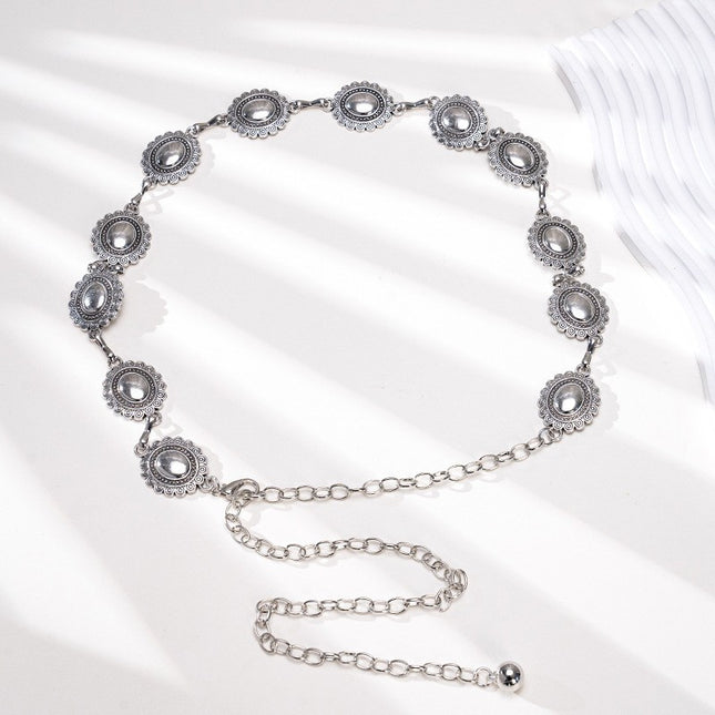European and American Fashion Metal Waist Chain for Women Retro Popular Bohemian Ethnic Style with Dress Shirt Chain
