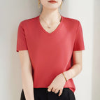 V-neck raspberry red / S