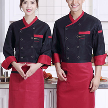 Winter Chef Work Clothes Men's Long Sleeve Winter Restaurant Kitchen Clothes Autumn and Winter Chef Clothes Autumn and Winter Clothes Women