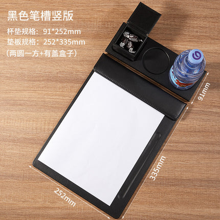 High-End Leather Hotel A4 Writing Board with Magnetic Buckle, Leather Coaster, Folder, Signing Document Board, Can Be Printed with Logo