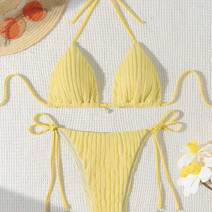 European and American New Sexy Bikini Bikini Split Swimsuit Two-piece Set Drawstring Strap Backless Cross-border Xingcheng