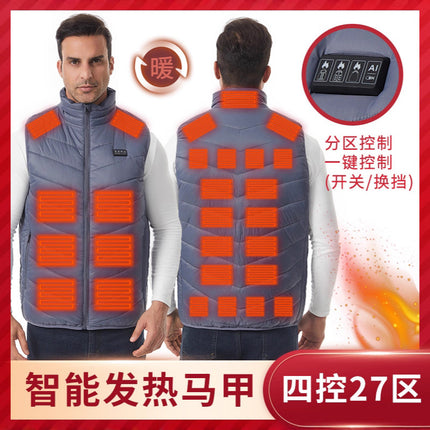 Cross-Border 2025 Winter New Smart Heating Vest Constant Temperature Warm Black Technology Electric Heating Vest Same Style for Men and Women
