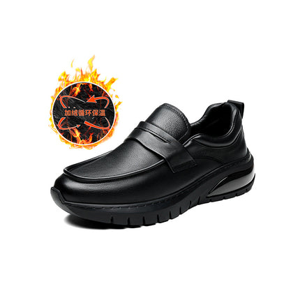 Factory Direct Supply Genuine Leather Men's Shoes Autumn New Fashion Casual Shoes Versatile Business Thick-Soled Slip-On Plus Suede Leather Shoes