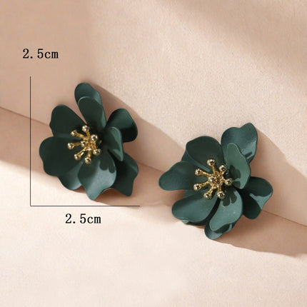 Europe and the United States cross-border supply simple small fresh blue green flower earrings sweet ladies fashion earrings