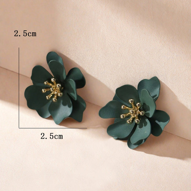 Europe and the United States cross-border supply simple small fresh blue green flower earrings sweet ladies fashion earrings