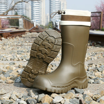 New Style Women's Rain Boots, Mid-Calf, Thickened, Wear-Resistant, Non-Slip, Trendy Rubber Shoes for Outdoor Camping and Hiking, Waterproof Women's Rain Boots