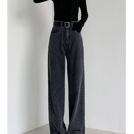 Autumn and Winter 2023 New loose straight jeans women's draping elegant bf style wide leg mop long pants fashion