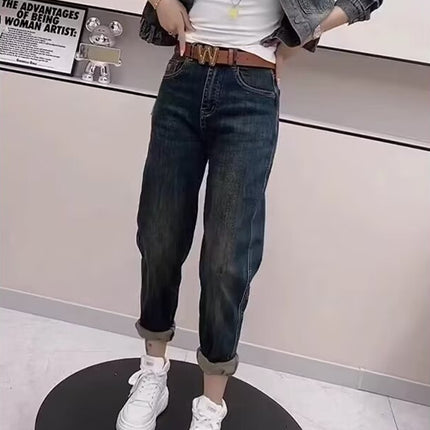 Pear-Shaped Figure Harlan Jeans Women's Autumn and Winter plus size Fat Sister mm High Waist Slimming Stretch Cropped Pants