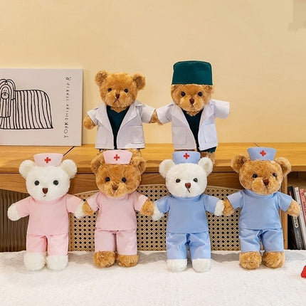 Nurse Uniform Doctor College Student Teddy Bear Doll Plush Toy Graduation Gift Logo
