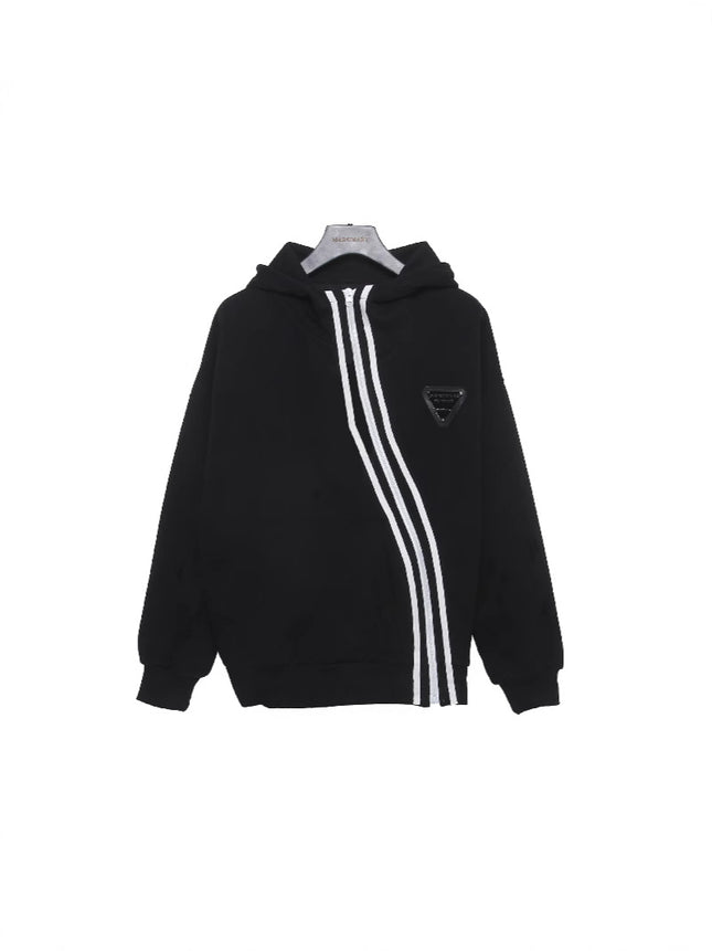 High-End Fashion Casual Sports 2025 Spring and Autumn New Popular Diagonal Zipper Hooded Sweatshirt Jacket (230636)