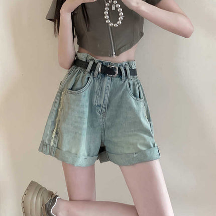 Women's Denim Shorts 2025 New Summer A-Line Petite Hot Girl European Fashion Hot Girl Jeans Hip-Covering Summer