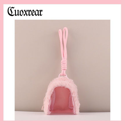 Original Plush Transparent Storage Bag Mini Cute Coin Purse Canvas Earphone Bag Storage Hanging Bag