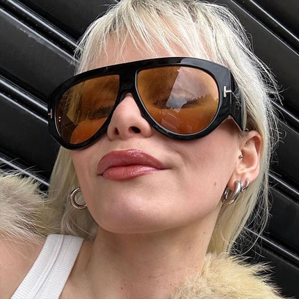 Pilot T-Shaped Large Frame Toad Sunglasses for Women 2024 New European and American Sunglasses Personalized Fashion Sunglasses