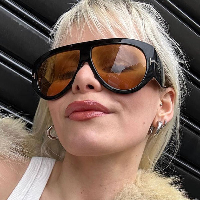 Pilot T-Shaped Large Frame Toad Sunglasses for Women 2024 New European and American Sunglasses Personalized Fashion Sunglasses