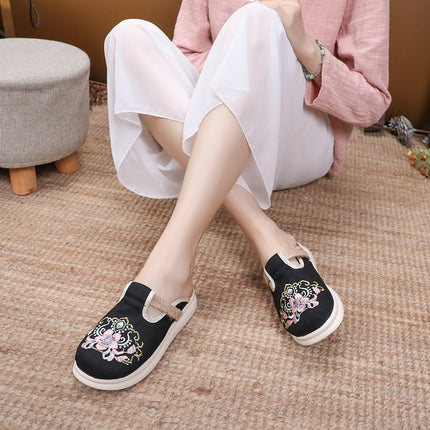 New Arrival Pastoral Style Linen New Chinese Style Deodorant Feet Home Outfit Cloth Shoes Slip-on Slippers Embroidered Shoes Women's Shoes