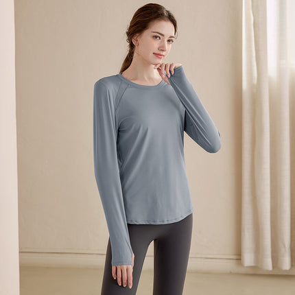 Yoga clothes women's long-sleeved workout clothes T-shirt breathable running professional workout clothes morning running workout clothes top spring and autumn
