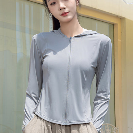 Summer Zipper Hooded Sun Protection Clothing for Women Summer Thin Breathable Outdoor Sunshade Anti-Uv Top Outerwear