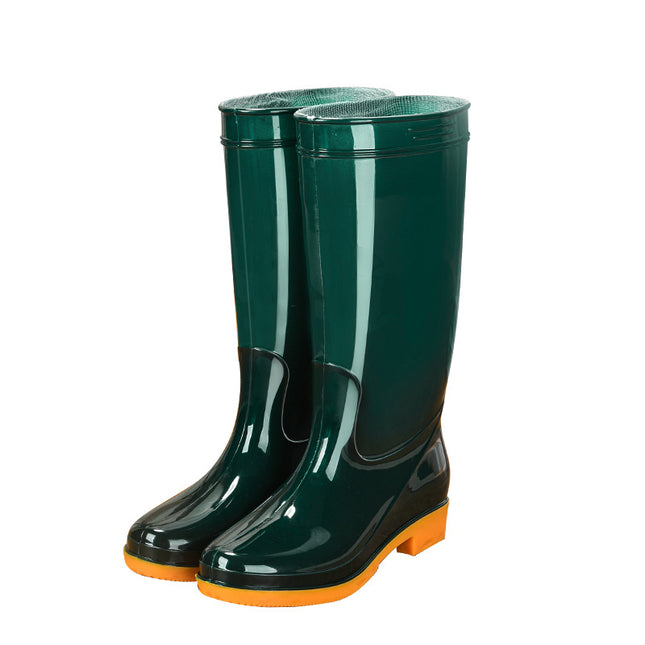 pvc medium-high adult women's rain boots waterproof non-slip women's water shoes outdoor kitchen work warm rain boots wholesale