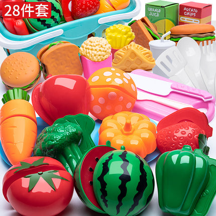 Cross-border Children's Play-house Fruit Chicing Simulation Kitchen Stove Girl Vegetable Cake Pizza Toy suit