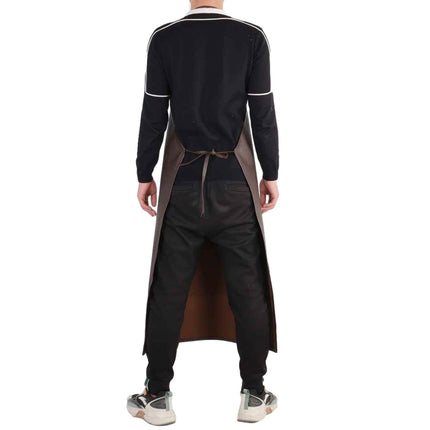 Leather Waterproof Apron Oil-proof Kitchen Neck PU Household Adult Barbecue Leather Bib for Men and Women Lengthened Thickened Bib