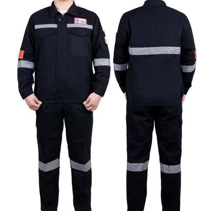 Middle-Aged Sinopec Workwear Welder Workshop Cotton Suit Men's Electric Welding Anti-Scalding Wear-Resistant Labor Protection Clothing Cotton Men's Long-Sleeve Clothing