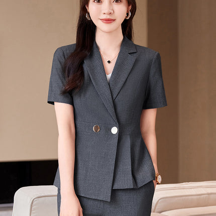 Business wear suit women's summer thin summer elegant goddess fan Gao end hotel front desk workwear suit overalls