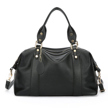 Cross-Border Foreign Trade Women's Bag Boston Bag Solid Color Simple Handbag Work Commuter Bag Single Shoulder Crossbody Tote Soft