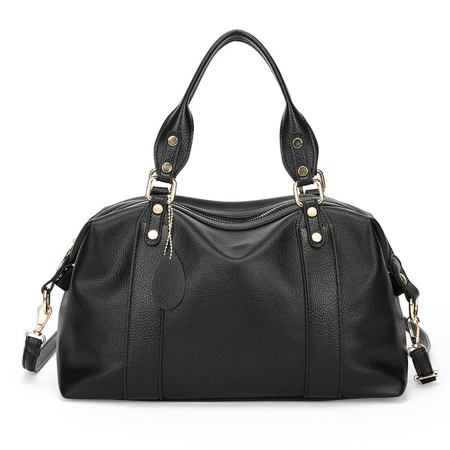 Cross-Border Foreign Trade Women's Bag Boston Bag Solid Color Simple Handbag Work Commuter Bag Single Shoulder Crossbody Tote Soft