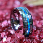 Steel-colored three-slot shell stainless steel ring / No. 10