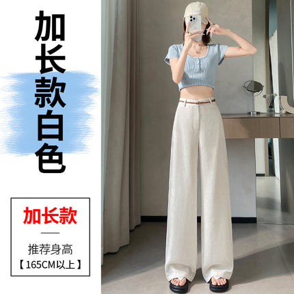 2025 Summer New Style Tencel Linen Wide-Leg Pants High-Waisted Cotton-Linen Thin Sun-Protection Floor-Length Pants for Women