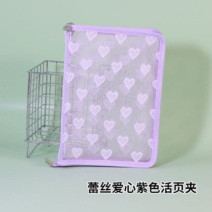 Star-chasing storage loose-leaf hand ledger case zipper bag PVC loose-leaf notebook detachable A5A6M5 small three-hole