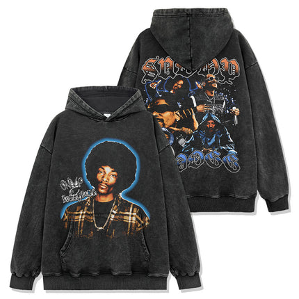 Cross-border Retro Snoopy Dog SNOOP DOGG Printed Short-sleeved T-shirt Washed Long-sleeved Casual Hooded Sweatshirt