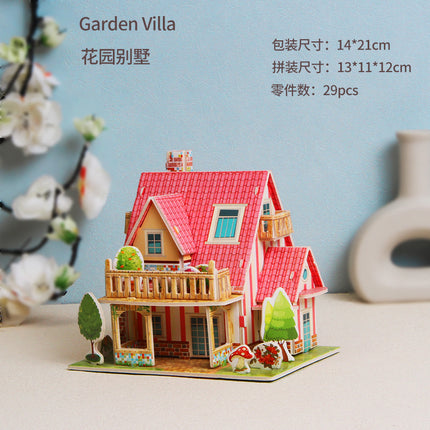 Paper 3D Stereo Puzzle Education School Model DIY Handmade Kidsren's Educational Toys Girls Kindergarten Wholesale