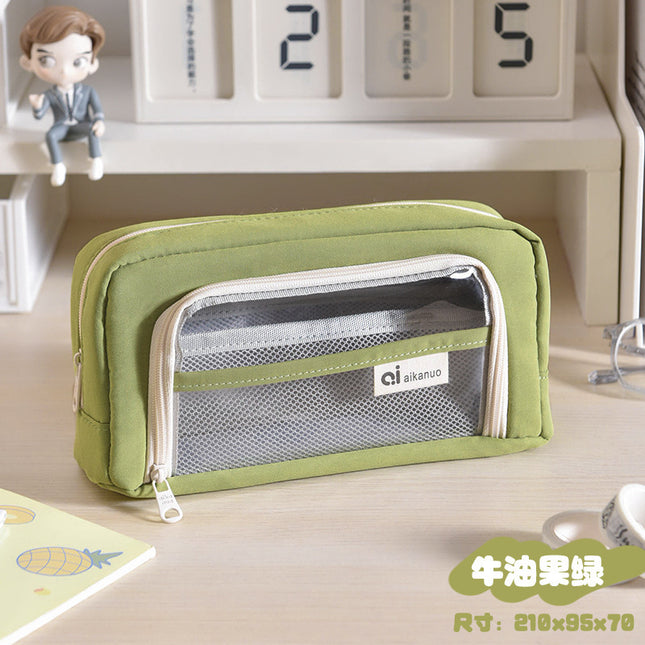 Pencil Case Transparent Simple Large Capacity Household Window Student High-Value Stationery Pencil Ruler Storage and Filing Bag