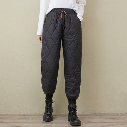Autumn and winter 2024 new lightweight cotton leggings women's loose slimming solid color drawstring elastic waist casual cotton pants