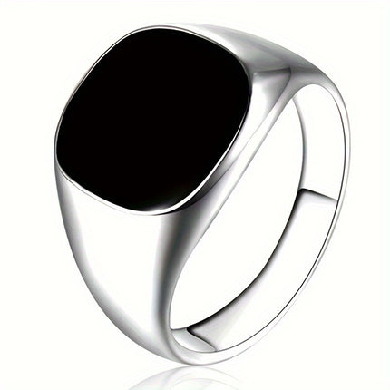 Foreign trade jewelry Europe and the United States personality simple square black oil men's ring ring