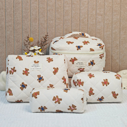 Cross-Border Best-Selling Polyester-Cotton Cosmetic Bag for Women, Large Capacity Travel Portable Toiletry Bag, Makeup Brush Storage Bag