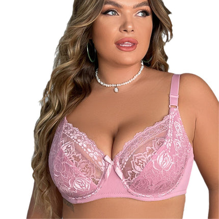 A cross-border new European and American ultra-thin double-breasted steel ring lace underwear adjustable plus size bra bra bra
