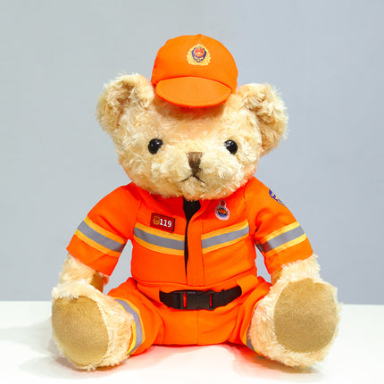 Police Bear Doll Traffic Police Bear Doll Uniform Fire Suit Teddy Bear Plush Toy Internet Red Bear Doll