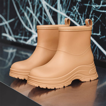 Cross-Border Korean Style Women's Waterproof Anti-Slip Rain Boots with Cotton to Keep Warm and Increase Wear-Resistant Rubber Shoes for Outdoor Camping Rain Boots Foreign Trade