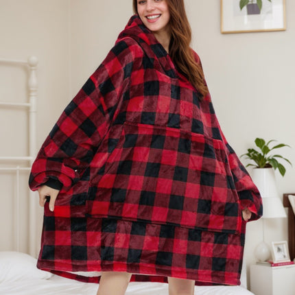 Hooded Blanket with Purple Dog Print, Large Size, Double-Sided Cotton Fleece, Comfortable and Warm, with Hood, for Lazy People, Suitable for Cross-Border Trade in Europe and America