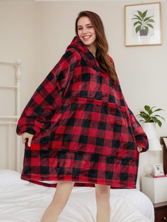 Hooded Blanket with Purple Dog Print, Large Size, Double-Sided Cotton Fleece, Comfortable and Warm, with Hood, for Lazy People, Suitable for Cross-Border Trade in Europe and America