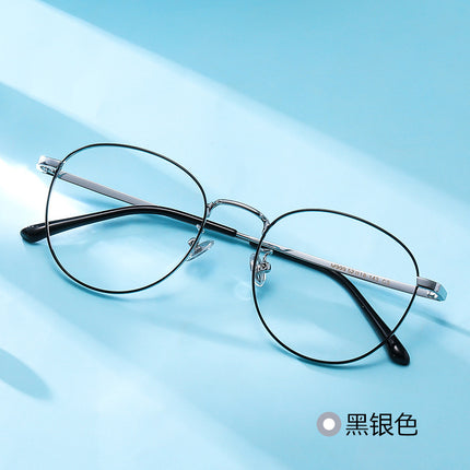 in stock anti-blue light flat mirror plain metal eye frame non-magnetic titanium adjustable degree artistic myopia mirror frame