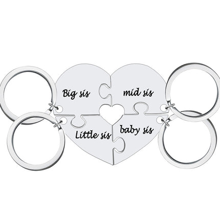 Cross-Border Family Interlocking Necklace Keychain with Engraving Option, Pendant for Couples, Friends, Roommates, Set of Jewelry Gifts