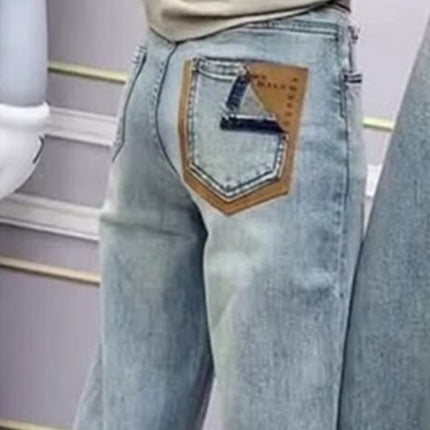 Narrow Straight-Leg Jeans for Women, Summer Thin 2025 New Popular High-Waisted Slimming Loose Floor-Length Wide-Leg Pants