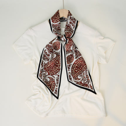2025 European and American-style Beveled Silk Scarf Cross-border Silk Cashew Dot Long High-end Ribbon Scarf Women's Belt