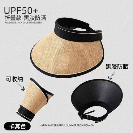 Straw Hat Seaside Large Brim Sun Hat Women's Summer Breathable Face-Covering Sun Hat Lace Beach Hat Sun Protection Hat