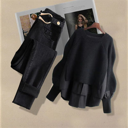 plus size women's autumn and winter suit women's 2024 new style cotton vest top women's slim work pants three-piece set